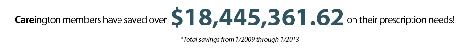 Careington members have saved $18,445,361.62* on their prescription needs! *Total savings from 2009 through 1/2013.